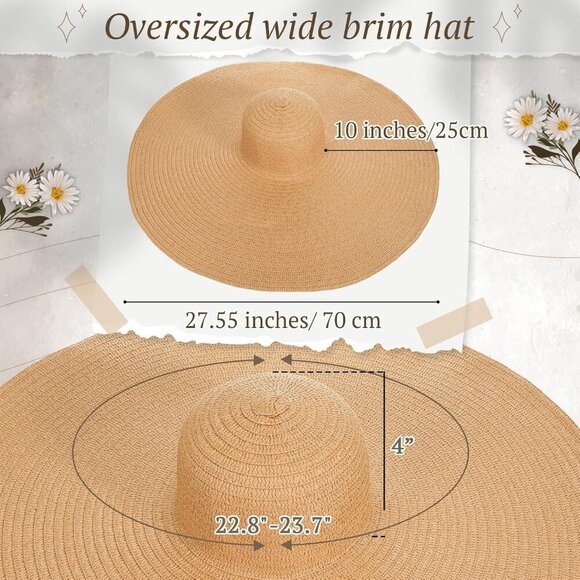 6 Pcs Oversized Straw Beach Hats Wide Visor Foldable Summer Sun Hats for Women main image 7